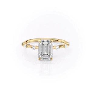 The Hidden Halo Penelope Set With A 4.5 Carat Emerald Moissanite