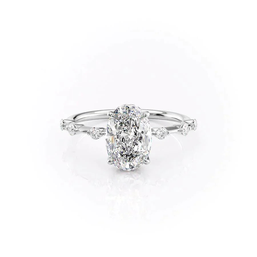 The Hidden Halo Penelope Set With A 4.5 Carat Oval Moissanite