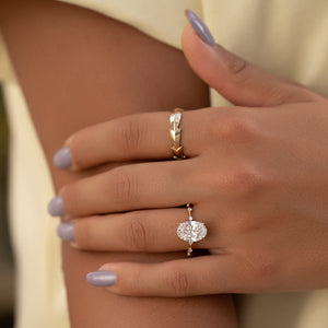 The Hidden Halo Penelope Set With A 1 Carat Oval Lab Diamond