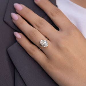 The Hidden Halo Penelope Set With A 1 Carat Oval Lab Diamond