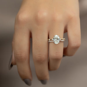 The Hidden Halo Penelope Set With A 1 Carat Oval Lab Diamond
