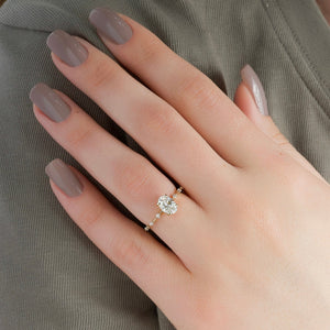 The Hidden Halo Penelope Set With A 1 Carat Oval Lab Diamond