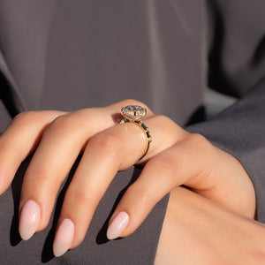 The Hidden Halo Penelope Set With A 1 Carat Oval Lab Diamond