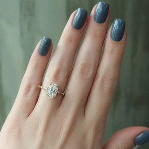 The Hidden Halo Penelope Set With A 1 Carat Oval Lab Diamond