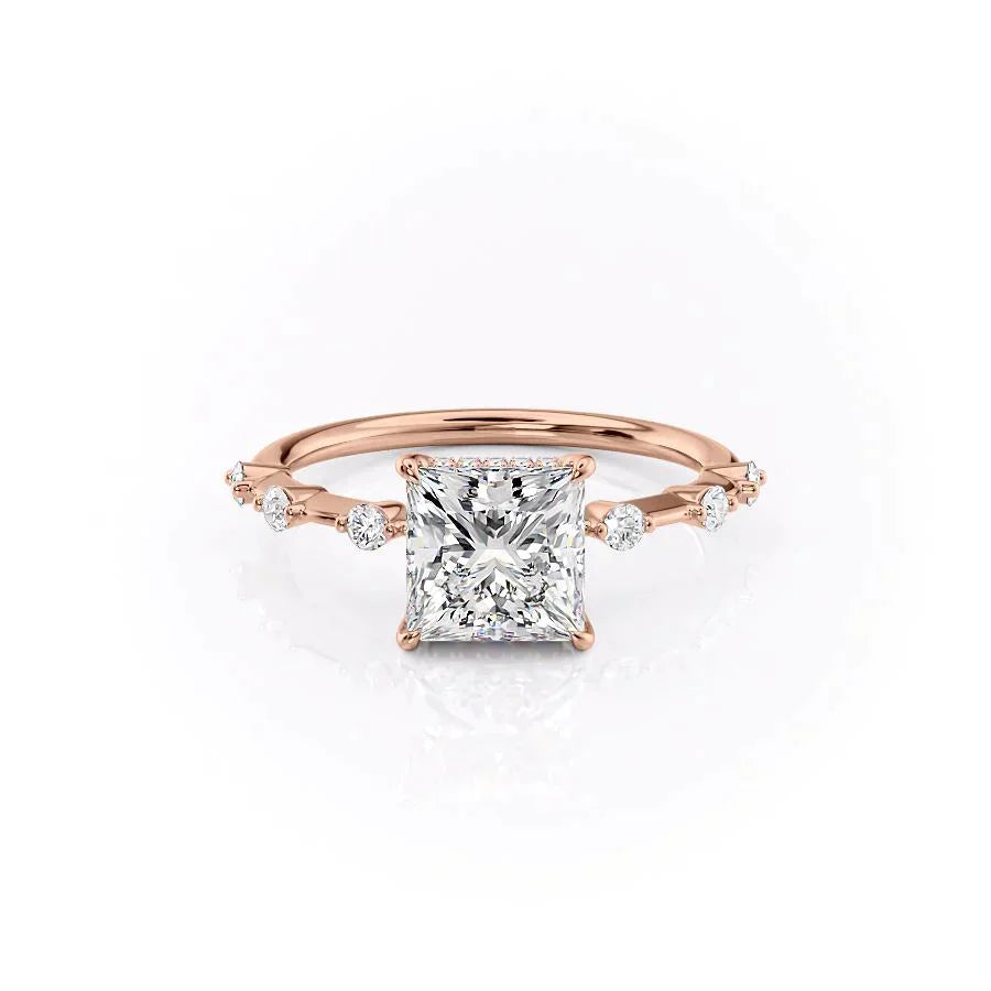 The Hidden Halo Penelope Set With A 3.5 Carat Princess Moissanite