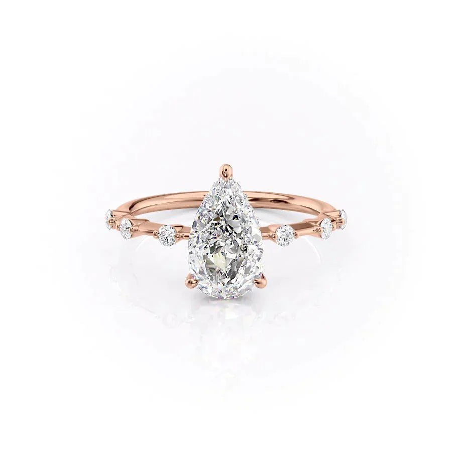 The Hidden Halo Penelope Set With A 2.5 Carat Pear Moissanite