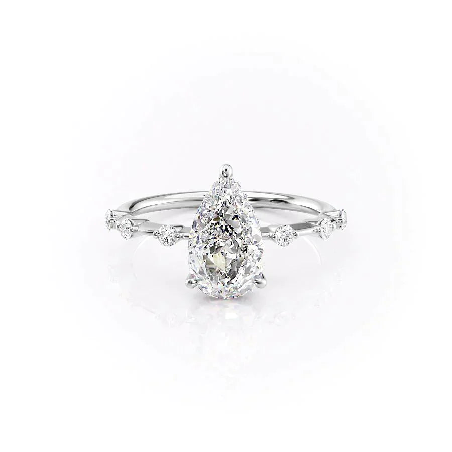 The Hidden Halo Penelope Set With A 1.5 Carat Pear Moissanite