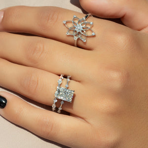 The Hidden Halo Penelope Set With A 3 Carat Radiant Lab Diamond
