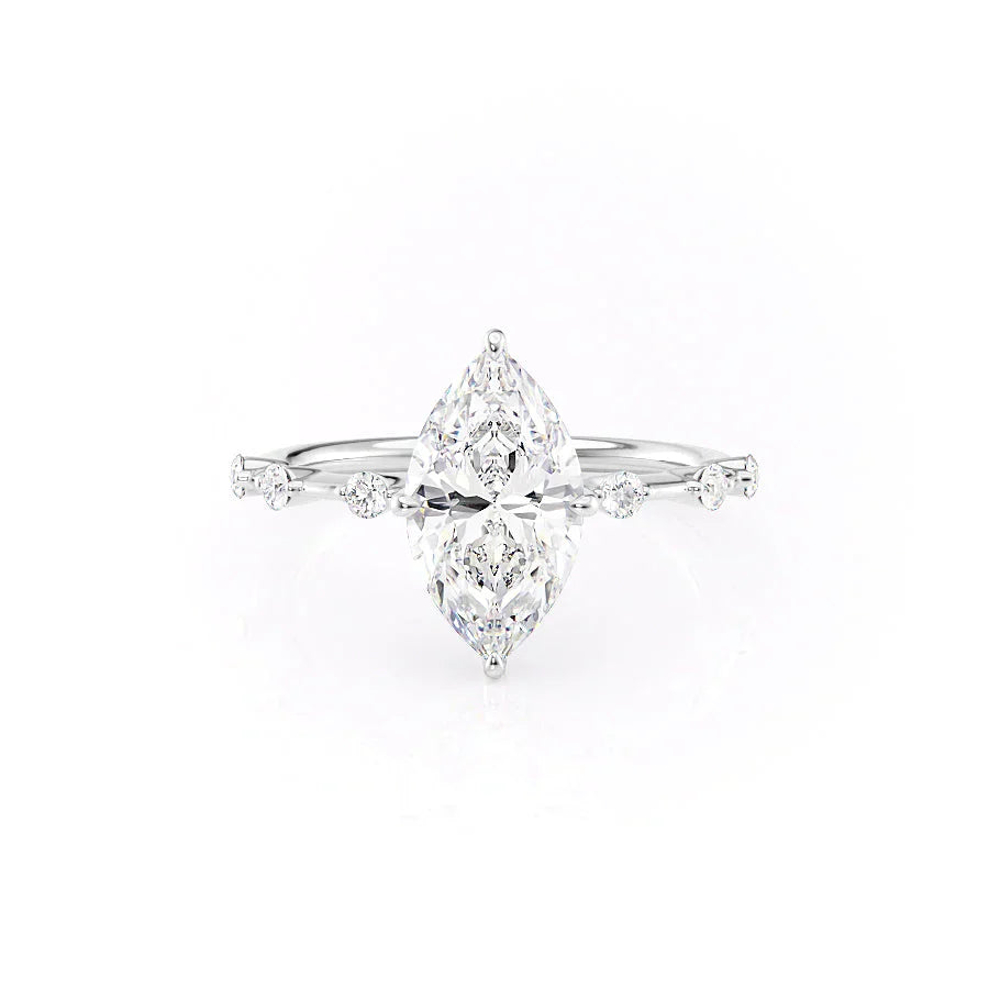 The Hidden Halo Penelope Set With A 3.5 Carat Marquise Moissanite