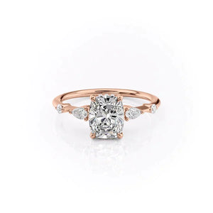 The Naomi Set With A 1.5 Carat Elongated Cushion Lab Diamond