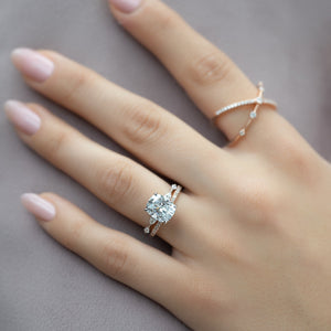 The Naomi Set With A 2 Carat Elongated Cushion Lab Diamond