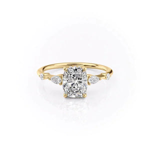 The Naomi Set With A 1.5 Carat Elongated Cushion Lab Diamond