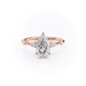 The Naomi Set With A 3 Carat Pear Lab Diamond