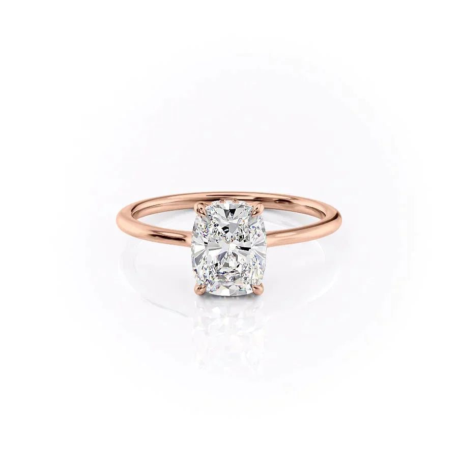 The Maia Set With A 1.5 Carat Elongated Cushion Moissanite