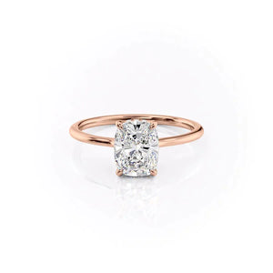 The Maia Set With A 2.5 Carat Elongated Cushion Moissanite