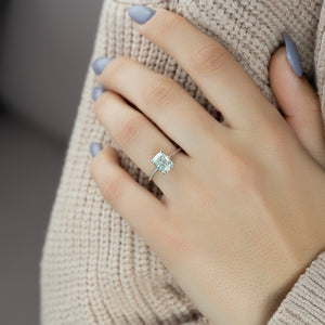 The Maia Set With A 3 Carat Elongated Cushion Lab Diamond