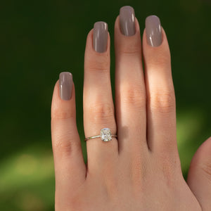 The Maia Set With A 3 Carat Elongated Cushion Lab Diamond