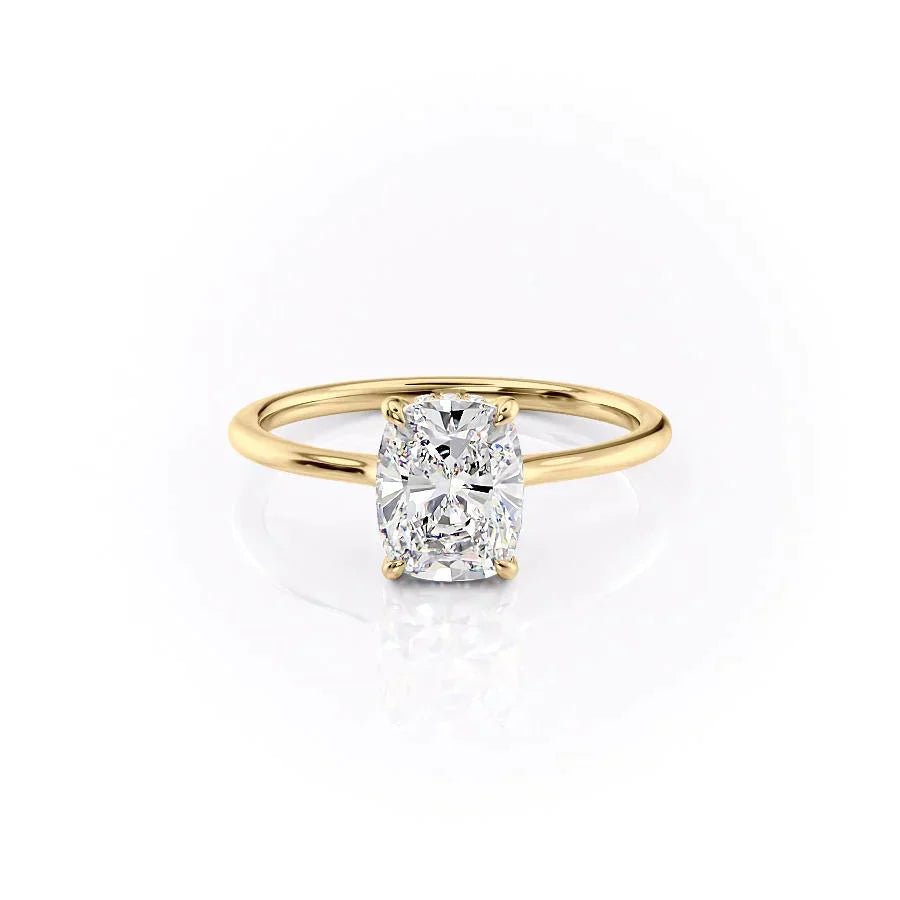The Maia Set With A 1.5 Carat Elongated Cushion Moissanite