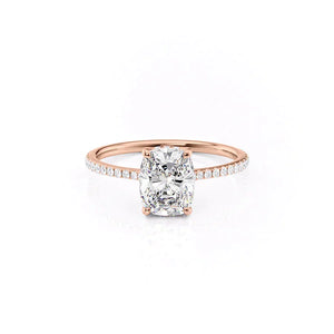The Pave Maia Set With A 1.5 Carat Elongated Cushion Lab Diamond