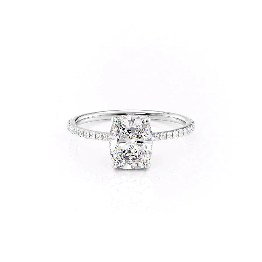 The Pave Maia Set With A 1 Carat Elongated Cushion Lab Diamond