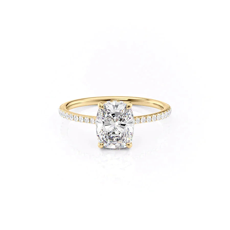 The Pave Maia Set With A 3 Carat Elongated Cushion Lab Diamond