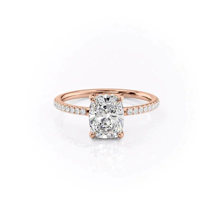 The Mandy Set With A 2.5 Carat Elongated Cushion Lab Diamond