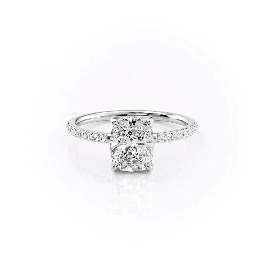 The Mandy Set With A 2 Carat Elongated Cushion Lab Diamond