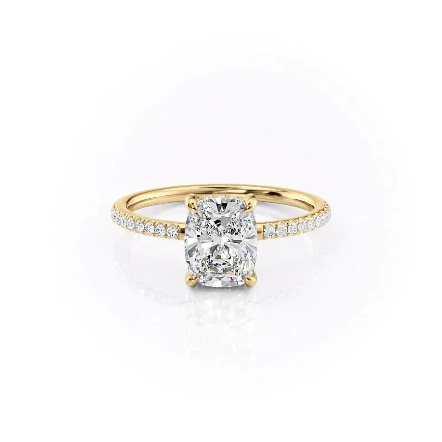 The Mandy Set With A 2.5 Carat Elongated Cushion Lab Diamond