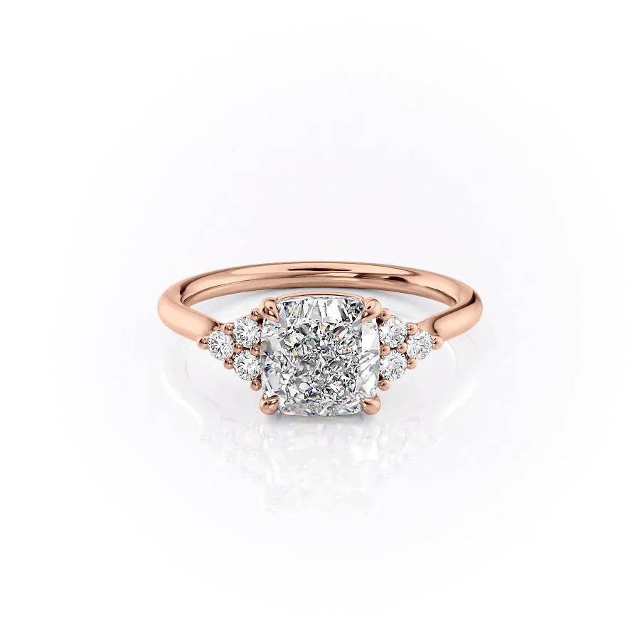 The Scarlett Set With A 4.5 Carat Cushion Moissanite