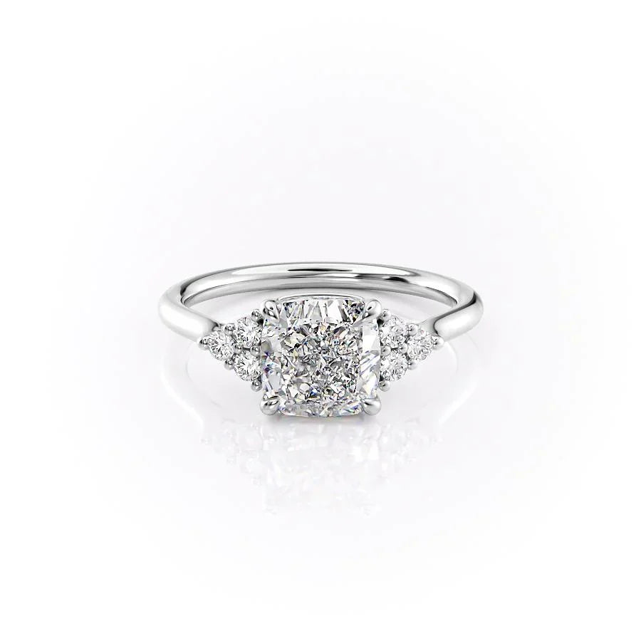 The Scarlett Set With A 1.5 Carat Cushion Moissanite