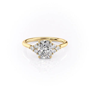 The Scarlett Set With A 4.5 Carat Elongated Cushion Moissanite
