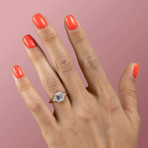 The Scarlett Set With A 3.5 Carat Emerald Moissanite