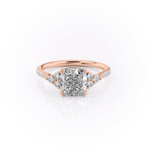 The Pave Scarlett Set With A 2.5 Carat Cushion Moissanite