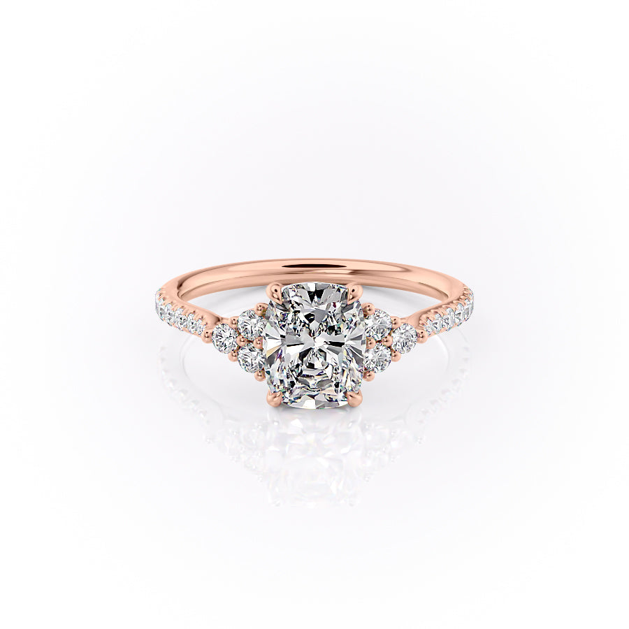The Pave Scarlett Set With A 2 Carat Elongated Cushion Lab Diamond