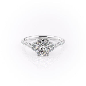 The Pave Scarlett Set With A 2.5 Carat Elongated Cushion Moissanite