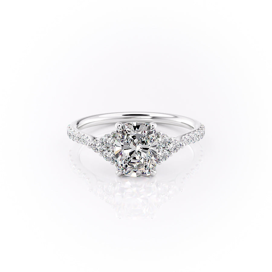 The Pave Scarlett Set With A 3.5 Carat Elongated Cushion Moissanite