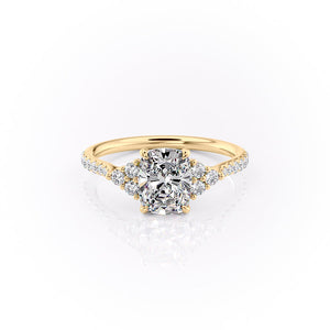 The Pave Scarlett Set With A 3 Carat Elongated Cushion Moissanite