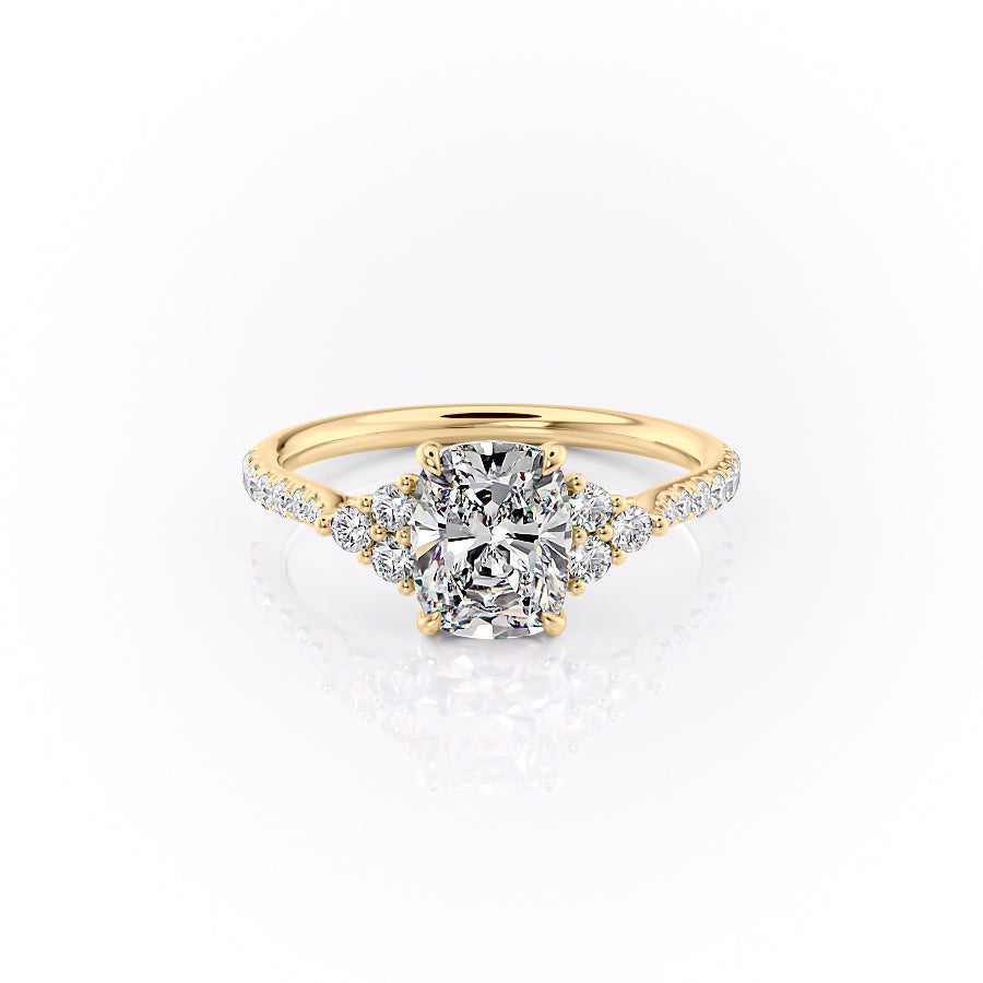 The Pave Scarlett Set With A 5 Carat Elongated Cushion Moissanite