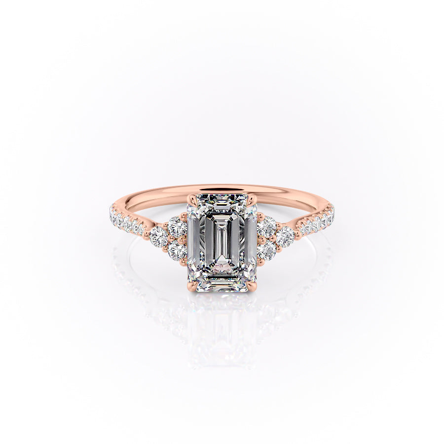 The Pave Scarlett Set With A 2.5 Carat Emerald Moissanite
