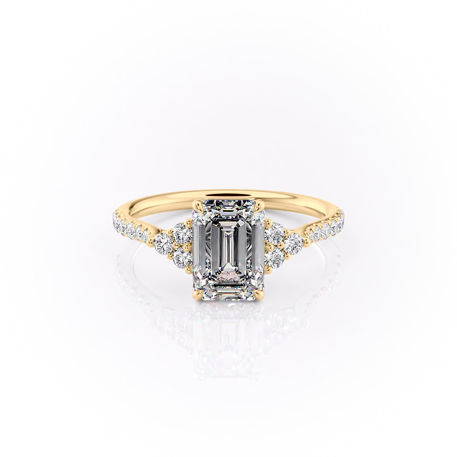 The Pave Scarlett Set With A 3 Carat Emerald Moissanite