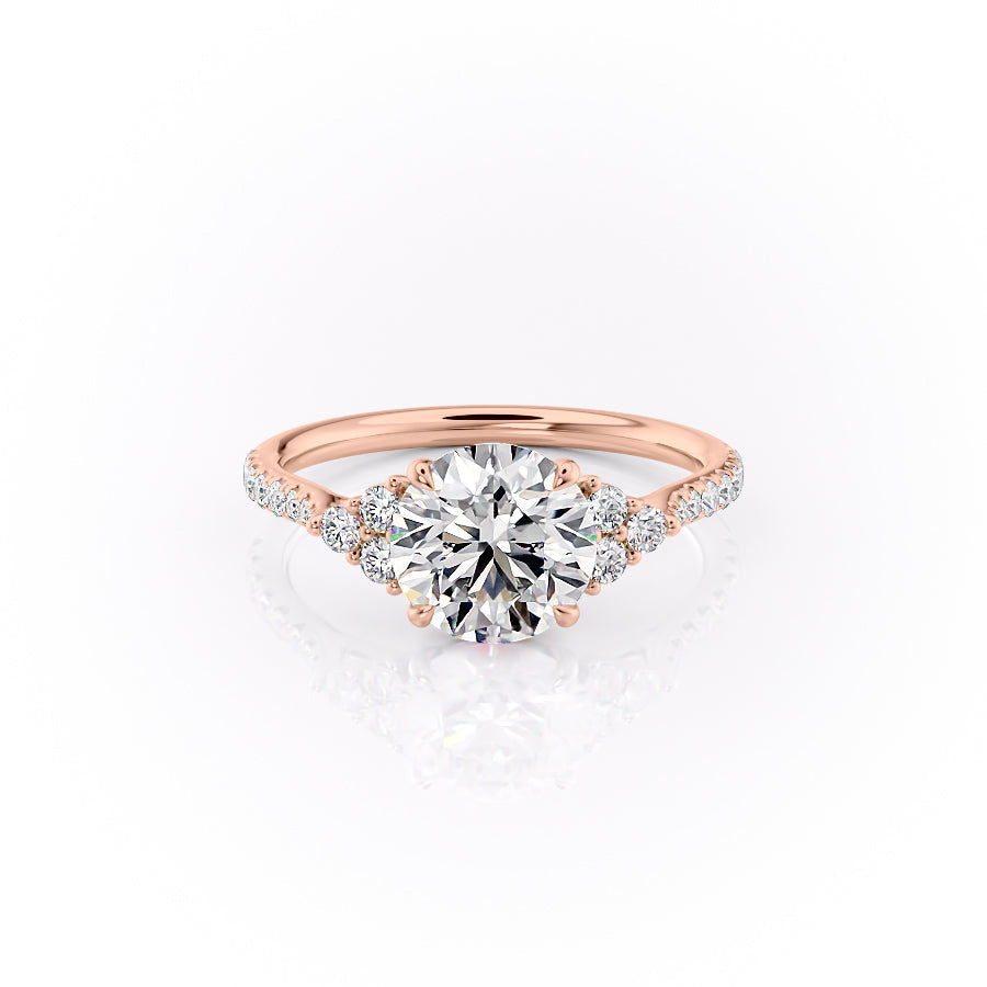 The Pave Scarlett Set With A 3.5 Carat Round Moissanite