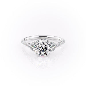 The Pave Scarlett Set With A 4.5 Carat Round Moissanite