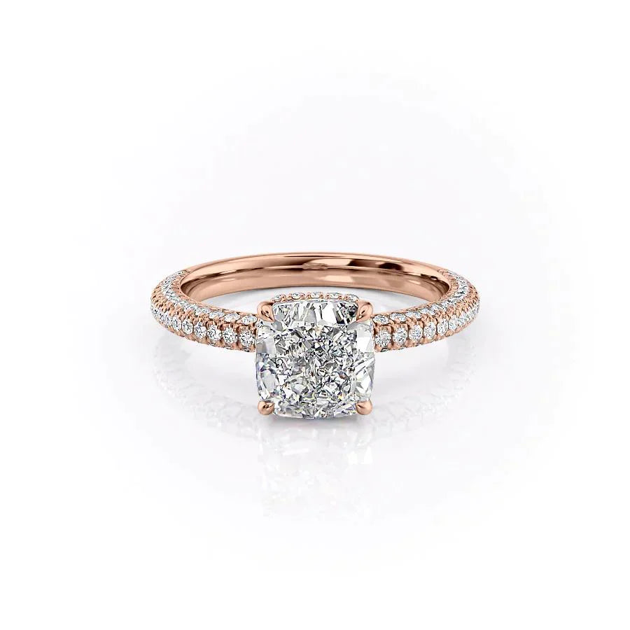 The Celine Set With A 2.5 Carat Cushion Moissanite