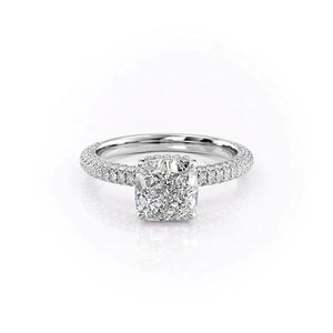 The Celine Set With A 2.5 Carat Cushion Lab Diamond