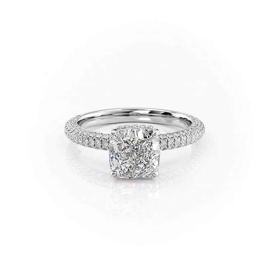 The Celine Set With A 4.5 Carat Cushion Moissanite