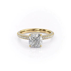 The Celine Set With A 4 Carat Cushion Moissanite