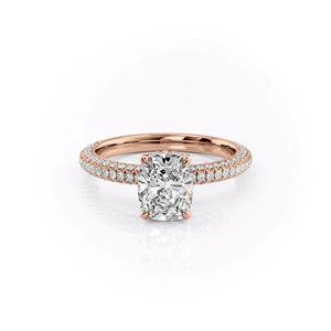 The Celine Set With A 3 Carat Elongated Cushion Lab Diamond