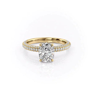 The Celine Set With A 1 Carat Elongated Cushion Moissanite