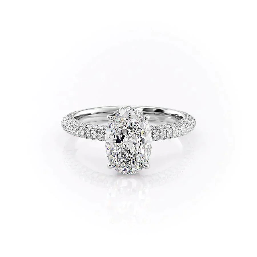 The Celine Set With A 3.5 Carat Oval Moissanite