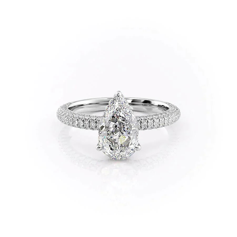 The Celine Set With A 3 Carat Pear Moissanite
